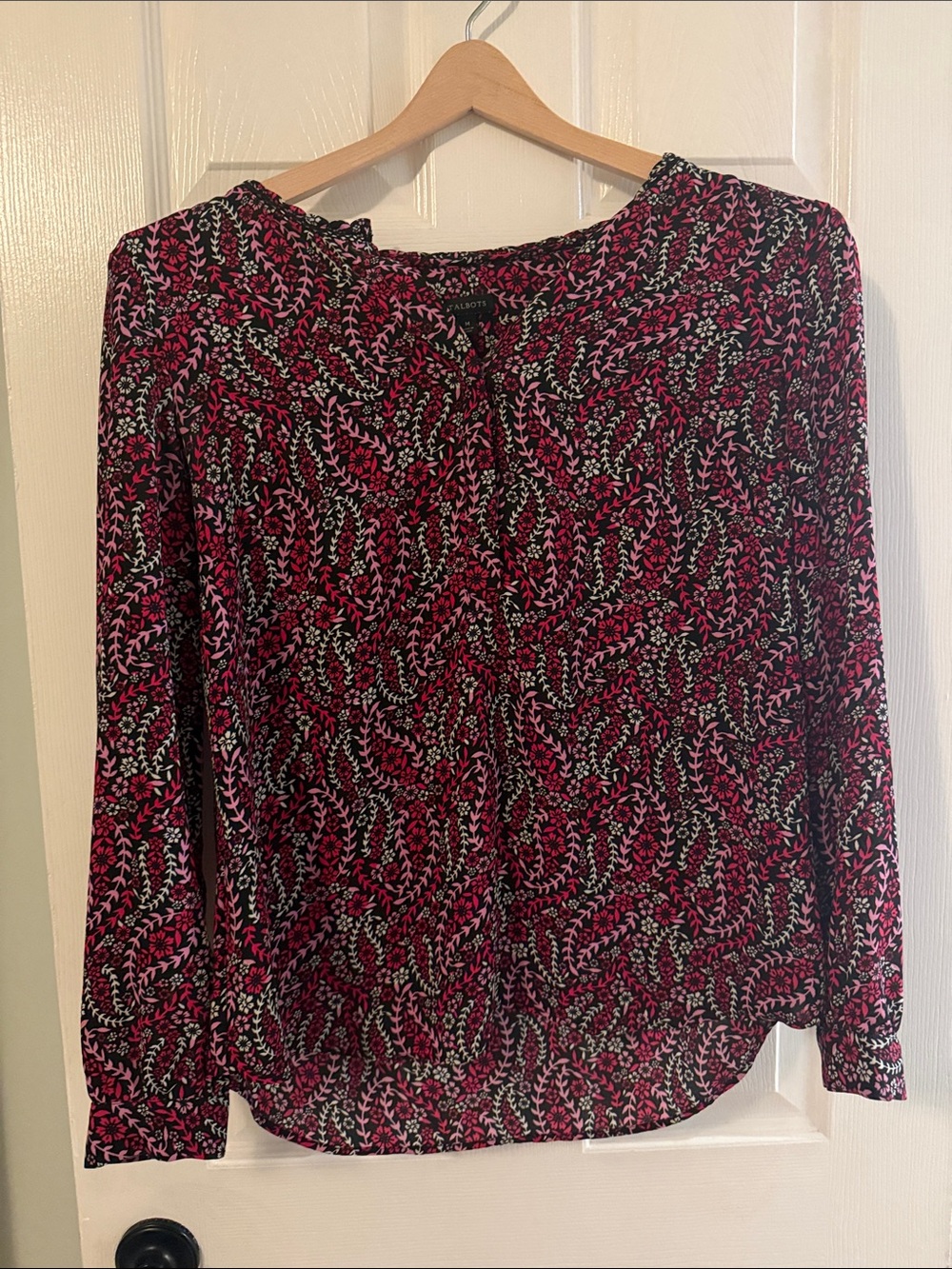 Talbots Pink Floral Long-Sleeve Blouse